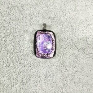 Art Glass Purple Iridescent Shimmer Pendant For Necklace
